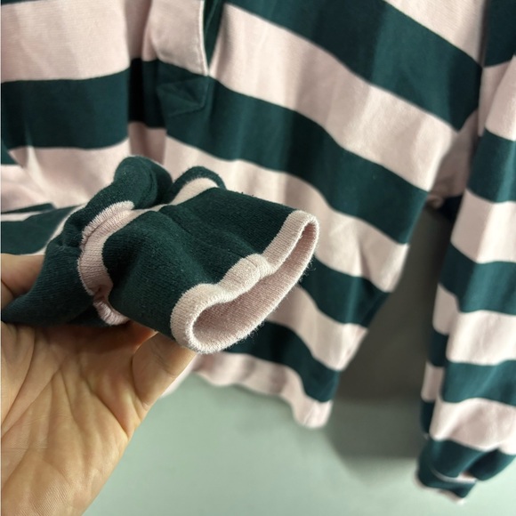 Tuckernuck Women Powder Pink Stripe Cotton Warren Rugby Shirt Medium - Picture 6 of 8